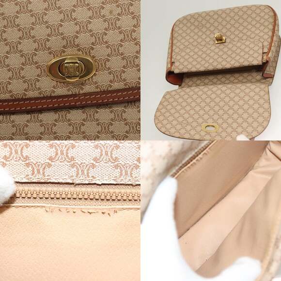 CELINE Macadam Canvas Hand Bag Pvc Beige Gold - Picture 11 of 13